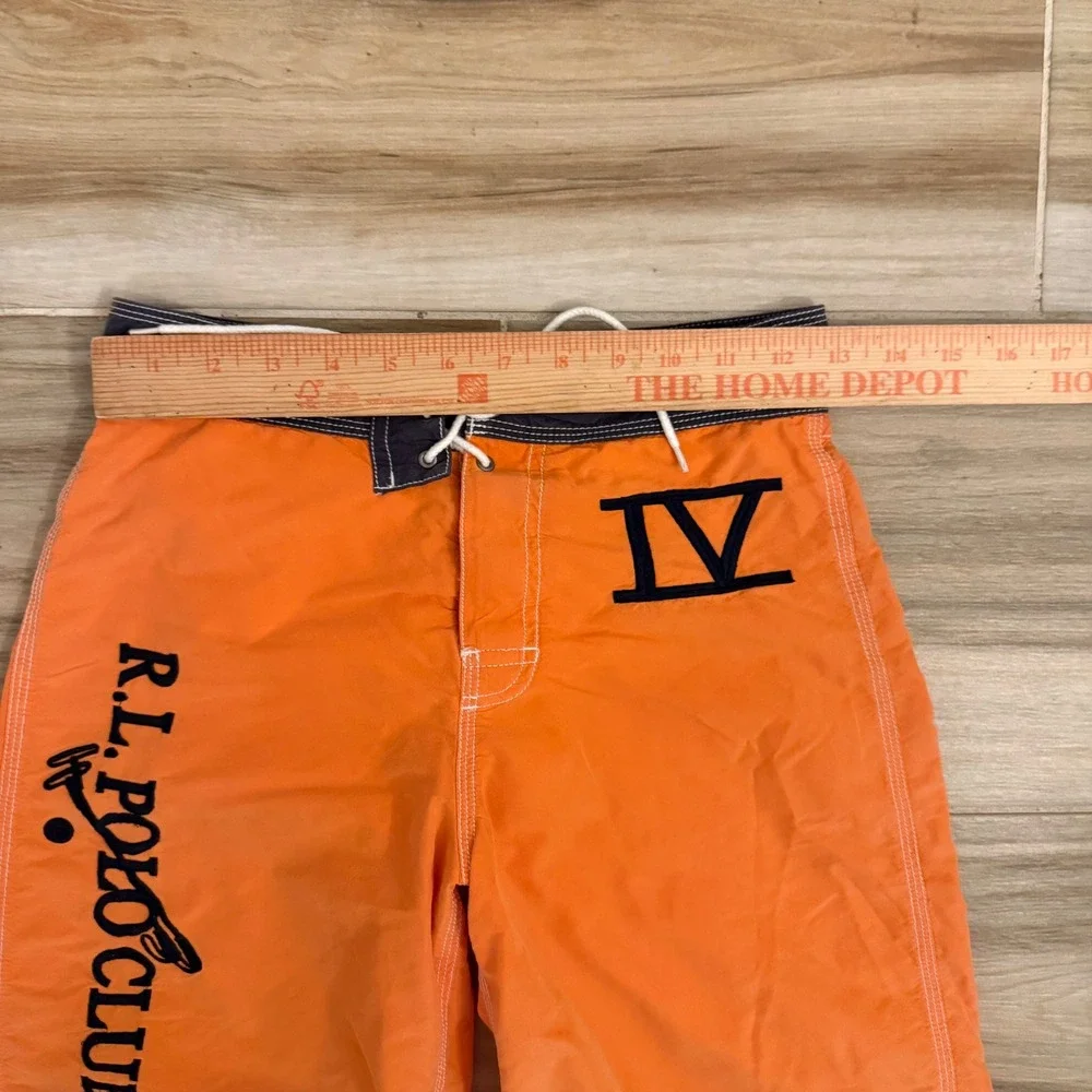 Polo Ralph Lauren Boys Orange Big Pony Board Shorts Swim Trunks Size M 12/14